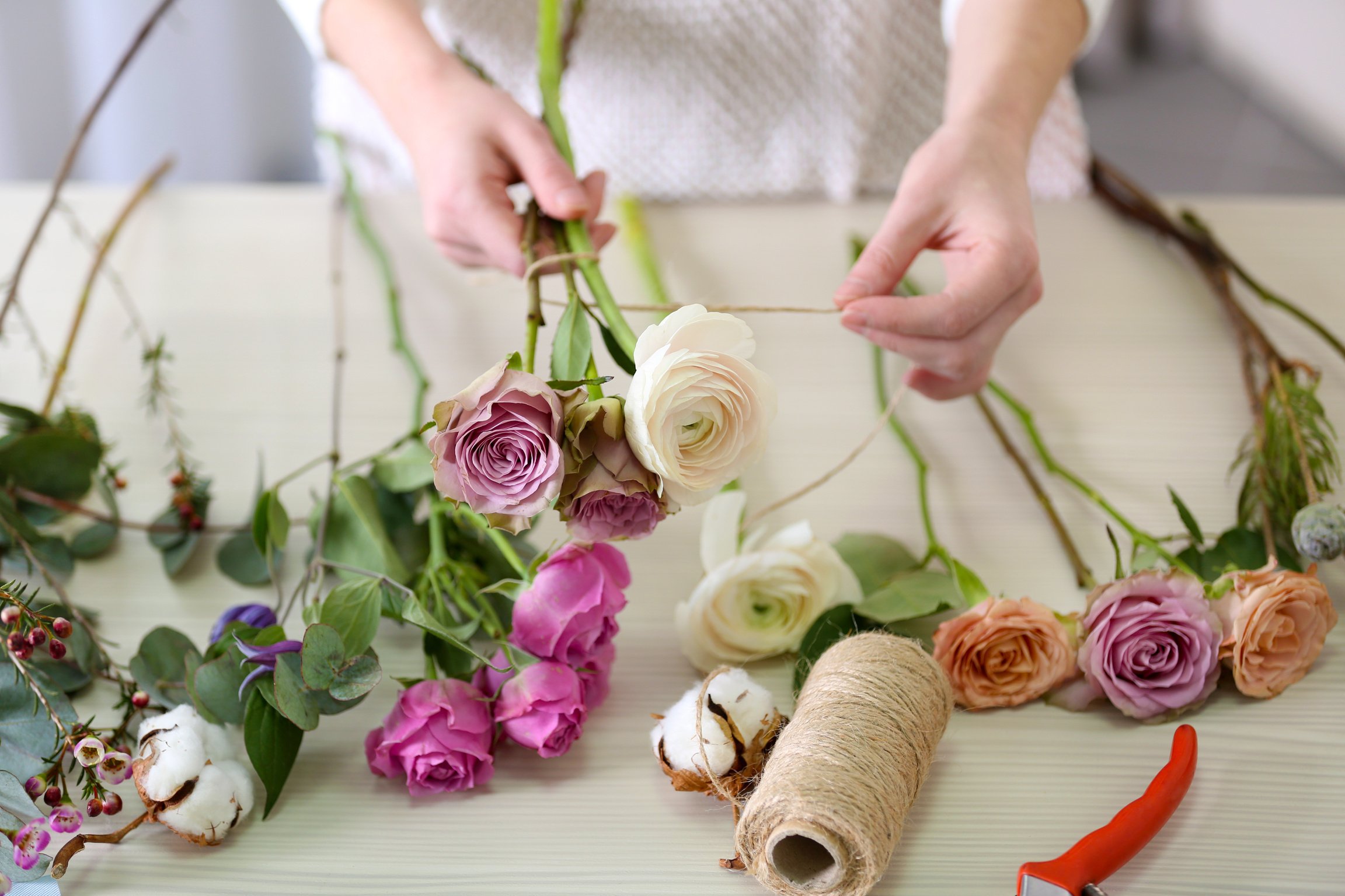 Florist Making a Flower Bouquet